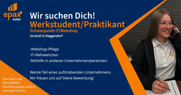 Werkstudent/Praktikant IT/Webshop bei EPAX Solar
